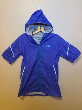 The North Face Purple Hooded Shell Jacket with Teal Zipper